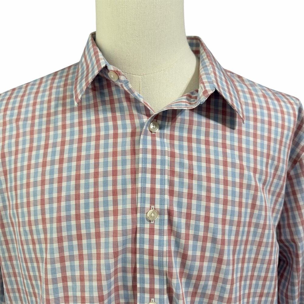 UNTUCKit Men's Red White Blue Plaid 100% Cotton Wrinkle Free Shirt Sz XXL Preppy